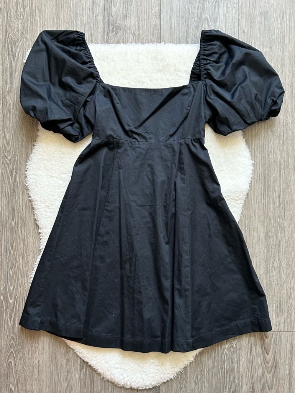 Hill House Black Puff-Sleeve Square Neck Mini Dress